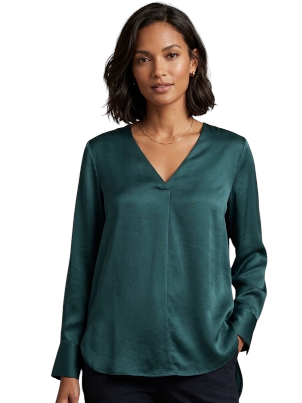NWT J. Jill 100% Silk Long Sleeve Top Blouse LP Large Petite Work Casual